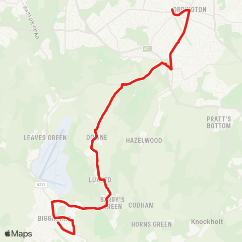 TfL Orpington Sta and Town Ctr - Farnborough Hill - Single St - Biggin Hill - Aperfield map