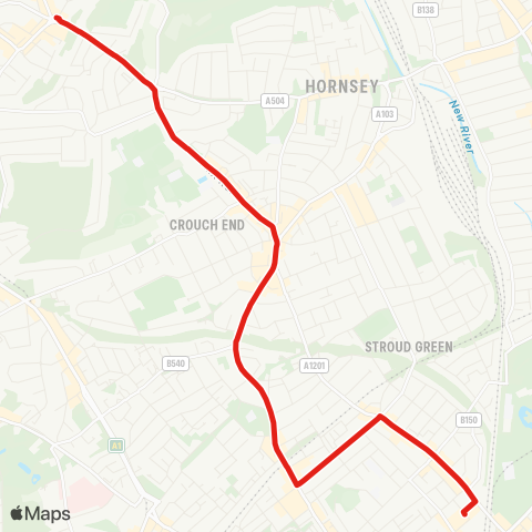 TfL Muswell Hill - Crouch End - Finsbury Pk map