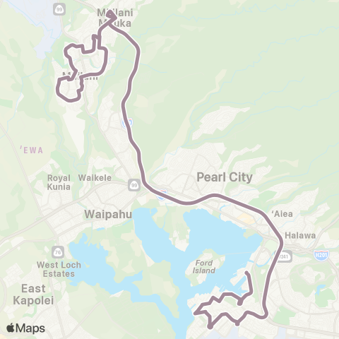 TheBus Mililani Town-Pearl Harbor Express map