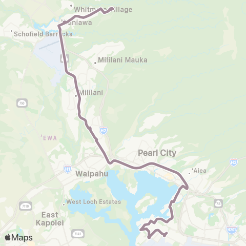 TheBus Wahiawa Heights-Pearl Harbor Express map