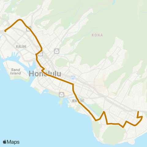 TheBus School-Waikiki-Kahala map