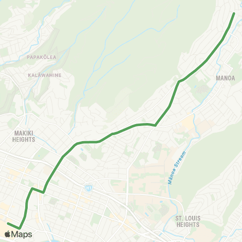 TheBus Ala Moana-Manoa map