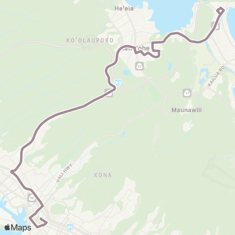 TheBus Windward Express-Kaneohe map