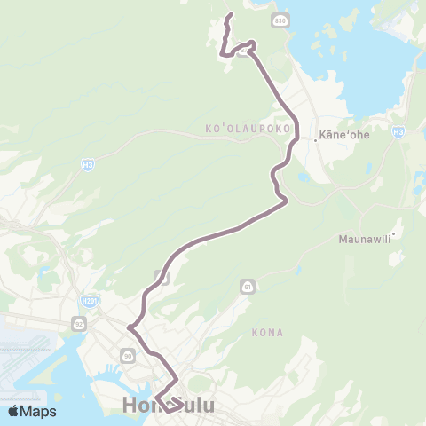 TheBus Kahaluu-Ahuimanu Express map