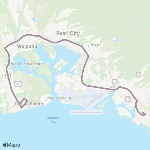 TheBus Ewa Beach Express map