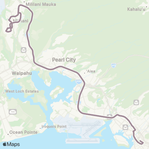 TheBus Mililani Express-South map