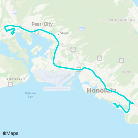 TheBus Waipahu via Paiwa Express map