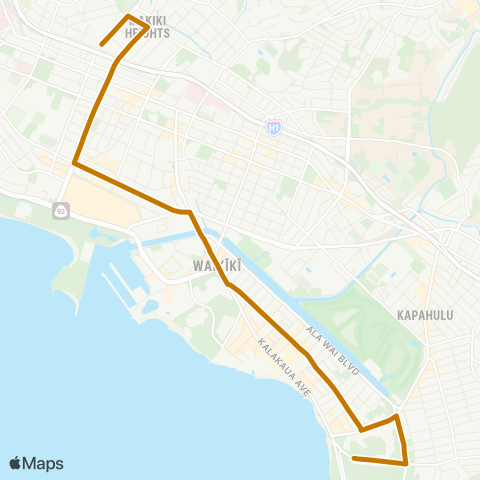 TheBus Waikiki-Ala Moana map
