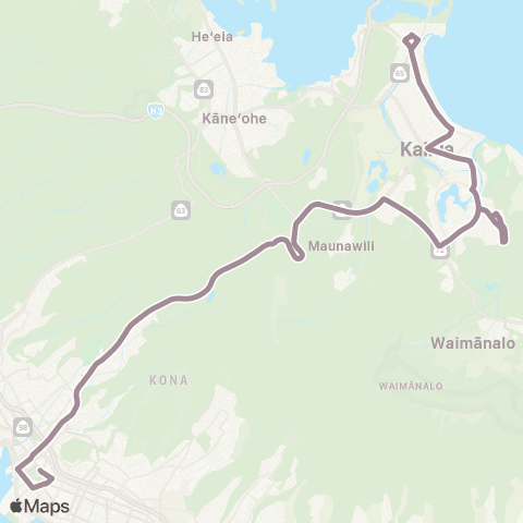 TheBus Windward Express-Kailua map
