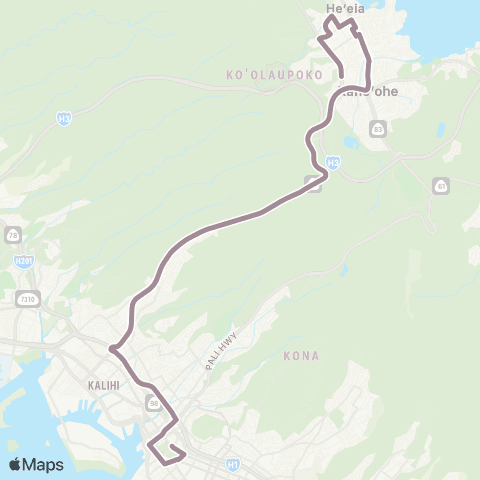 TheBus Windward Express-Haiku map