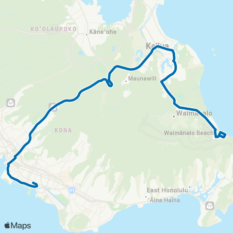 TheBus Honolulu-Kailua-Waimanalo map