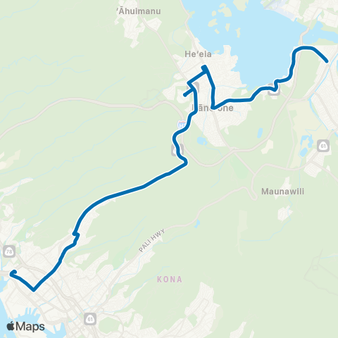 TheBus Kalihi-Kaneohe-Aikahi map