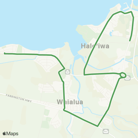 TheBus Waialua-Haleiwa map