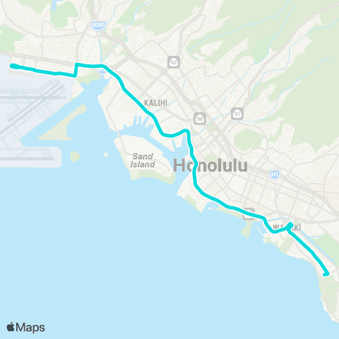 TheBus Airport-Waikiki map