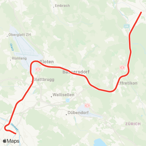 THURBO Zürich HB - Winterthur map