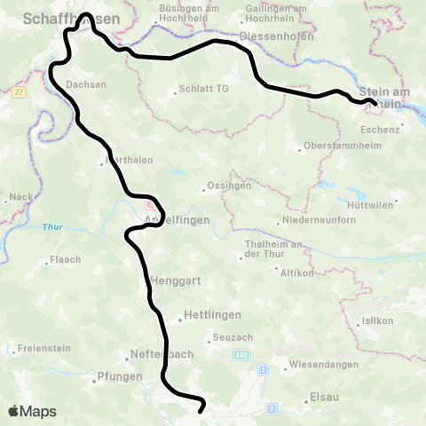 THURBO Schaffhausen - Winterthur map