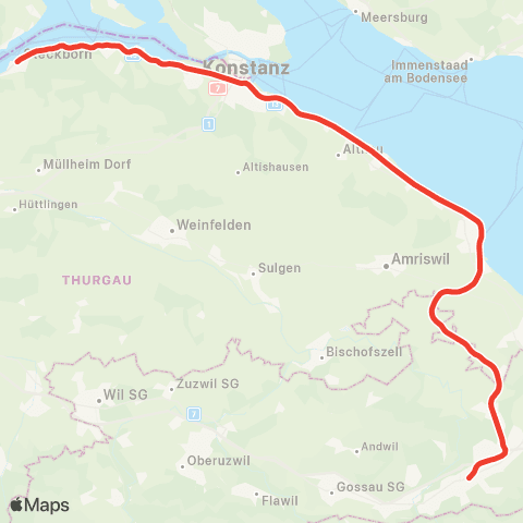 THURBO Kreuzlingen - Romanshorn map