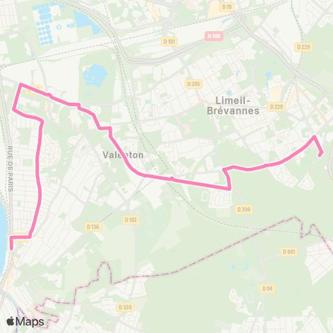 Île-de-France Mobilités Créteil / l'Échat <> La Végétale (Dépose) map