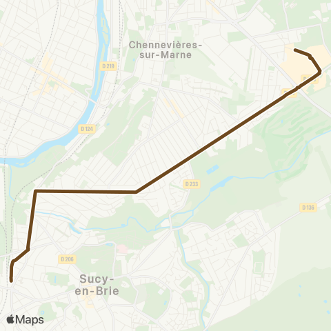 Île-de-France Mobilités Gare de Sucy-Bonneuil <> Ctre comm. Pince Vent map