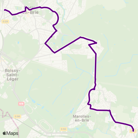 Île-de-France Mobilités École des Bruyères <> Sucy / Bonneuil RER map
