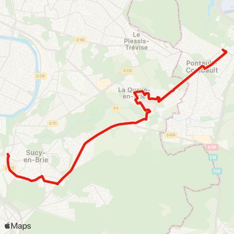 Île-de-France Mobilités Gare d'Emerainville / Pontault-Combault <> Gare de Sucy-Bonneuil map