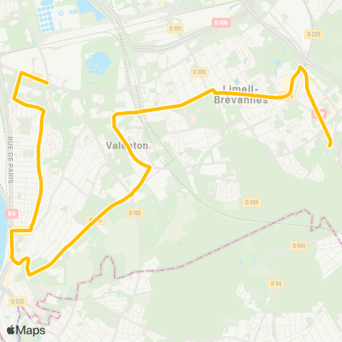 Île-de-France Mobilités Gare de Boissy-St-Léger <> Les Graviers map