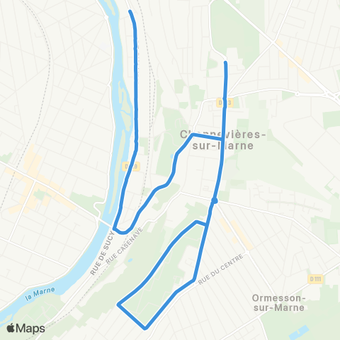 Île-de-France Mobilités Collège Molière <> Moulin Vert map