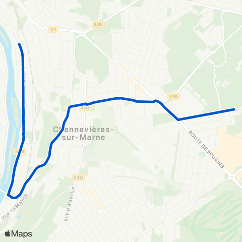 Île-de-France Mobilités Lycée Champlain <> Moulin Vert map