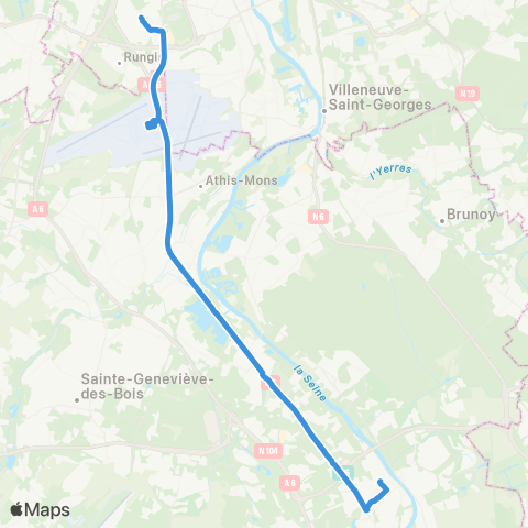 Île-de-France Mobilités Marché Intl de Rungis <> Gare de Corbeil-Essonnes Henri Barbusse map