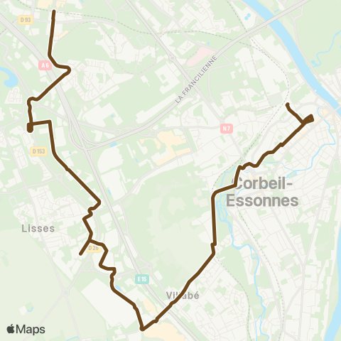Île-de-France Mobilités Gare de Corbeil-Essonnes <> Gare d'Évry-Courcouronnes Ctre map