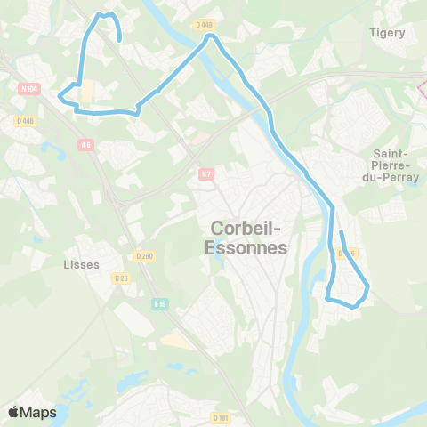 Île-de-France Mobilités Rue Bourgoin / Saintry Entrée <> Lycée Brassens map