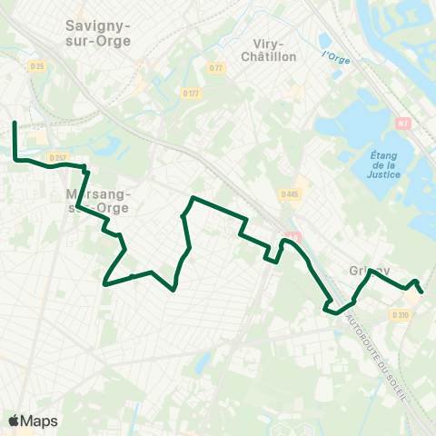 Île-de-France Mobilités Gare d'Épinay-s/-Orge <> Gare de Grigny Ctre map
