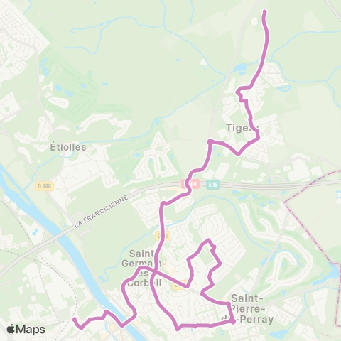Île-de-France Mobilités Gare de Corbeil-Essonnes <> Petit Sénart map