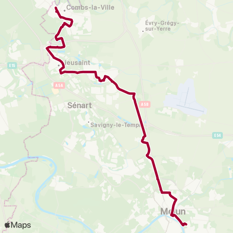 Île-de-France Mobilités Tribunal administratif <> Gare de Combs-la-Ville Quincy map