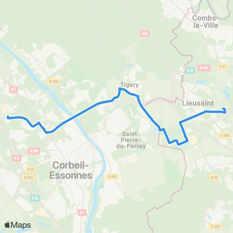 Île-de-France Mobilités Gare d'Évry-Courcouronnes <> Gare de Lieusaint Moissy map