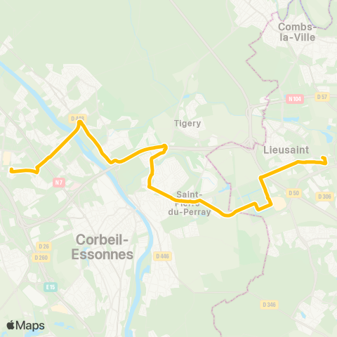Île-de-France Mobilités Gare d'Évry-Courcouronnes <> Gare de Lieusaint Moissy map