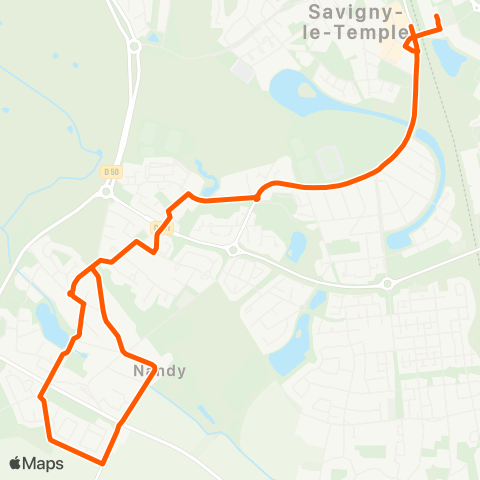 Île-de-France Mobilités Gare de Savigny Nandy <> Gare de Savigny Nandy map