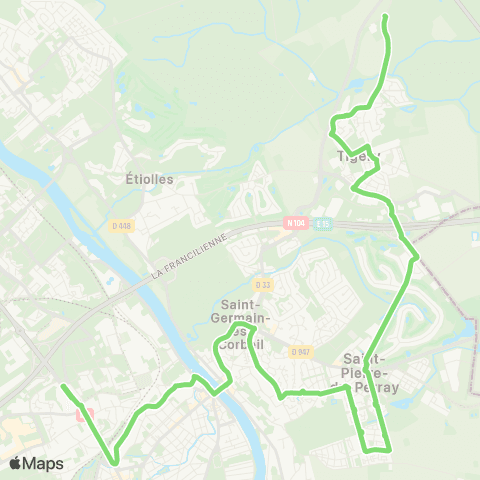 Île-de-France Mobilités Lycée Robert Doisneau <> Petit Sénart map