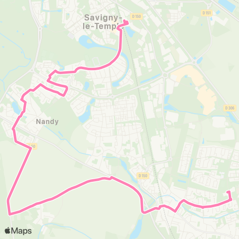 Île-de-France Mobilités Lycée Sonia Delaunay <> Gare de Savigny Nandy map