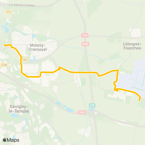 Île-de-France Mobilités Adrienne Bolland <> Gare de Lieusaint / Moissy map