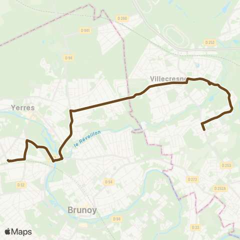 Île-de-France Mobilités Radio <> Gare de Yerres map