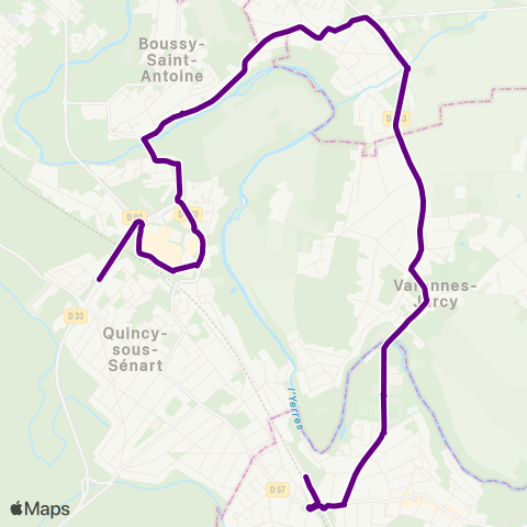 Île-de-France Mobilités Gare de Boussy St-Antoine <> Gare de Combs-la-Ville Quincy map