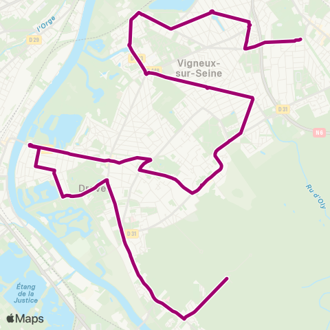 Île-de-France Mobilités Mairie <> Lycée de Montgeron map
