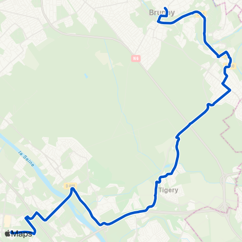 Île-de-France Mobilités Gare Brunoy <> Gare d'Évry-Courcouronnes Ctre map