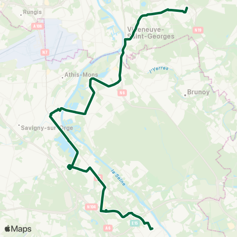 Île-de-France Mobilités Gare de Corbeil-Essonnes <> Gare de Boissy-St-Léger map