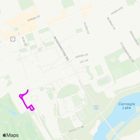 TigerTransit Princeton Station to Stadium Dr Garage map