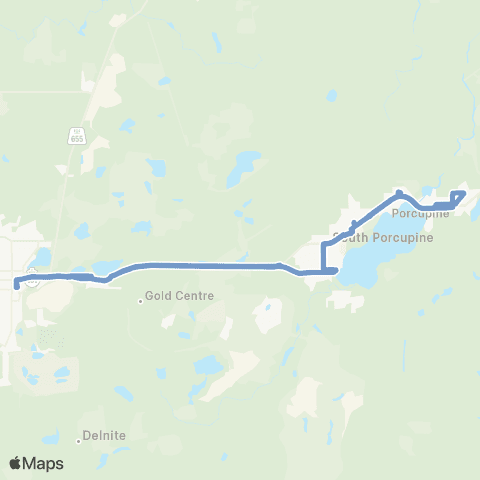 Timmins Transit South Porcupine/Porcupine map