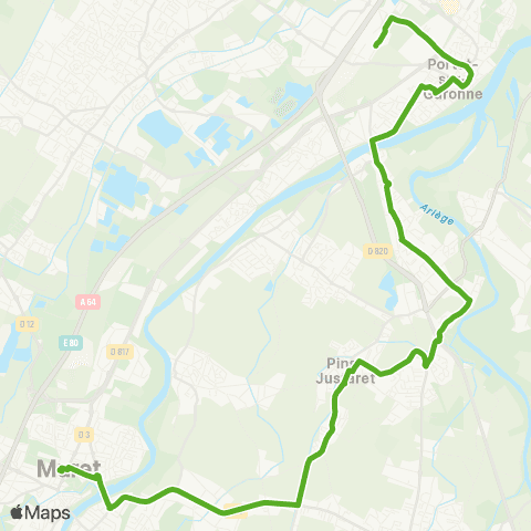 Tisséo Muret Gare SNCF - Parvis / Portet Gare SNCF (par Villate) map