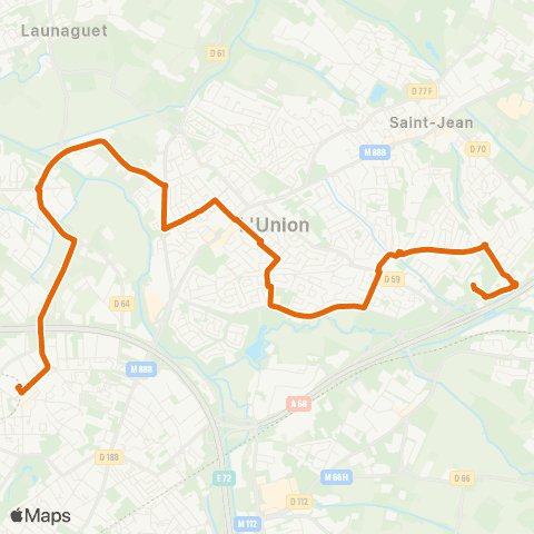 Tisséo Borderouge / St-Jean Clinique de L'Union map