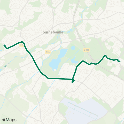 Tisséo Basso Cambo / Tournefeuille Lycée map